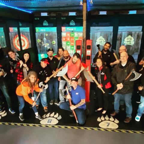 a group of people posing for the camera